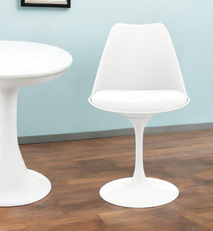 Homeroots White Upholstered Faux Leather Dining Side Chair  Metal And Plastic 519117