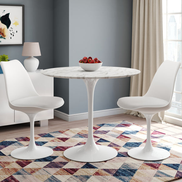 Homeroots White Upholstered Faux Leather Dining Side Chair  Metal And Plastic 519117