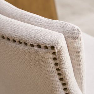 English Elm Modern Dining Chairs Set of 2 with Double-Layer Cushioned Chenille Upholstery, Curved Solid Wood Legs Beige W1143P207917