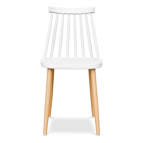 Homeroots White And Natural Metal And Plastic Windsor Back Dining Side Chair  Metal And Plastic 519168