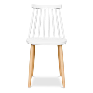 Homeroots White And Natural Metal And Plastic Windsor Back Dining Side Chair  Metal And Plastic 519168