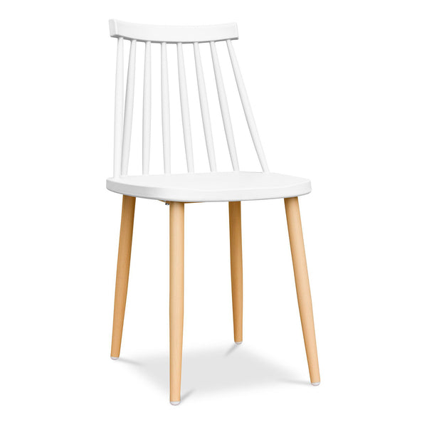 Homeroots White And Natural Metal And Plastic Windsor Back Dining Side Chair  Metal And Plastic 519168