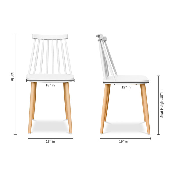 Homeroots White And Natural Metal And Plastic Windsor Back Dining Side Chair  Metal And Plastic 519168