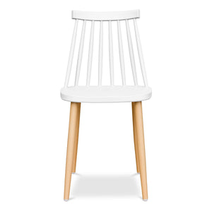 Homeroots White And Natural Metal And Plastic Windsor Back Dining Side Chair  Metal And Plastic 519168