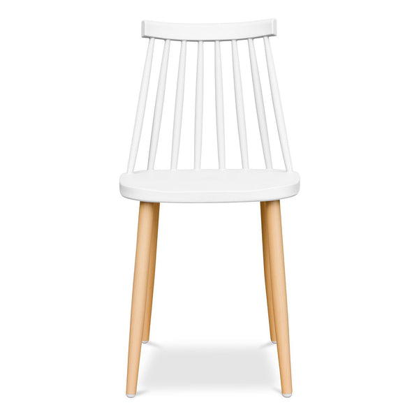 Homeroots White And Natural Metal And Plastic Windsor Back Dining Side Chair  Metal And Plastic 519168