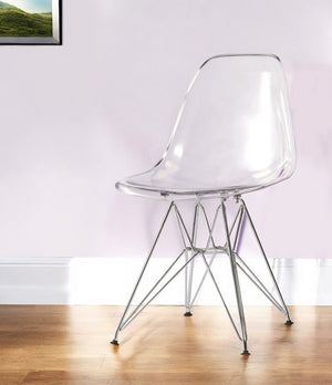 Homeroots Clear And Silver Acrylic Dining Side Chair  Acrylic 519169