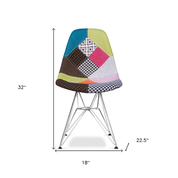 Homeroots Brown Green And Pink And Silver Upholstered Fabric Dining Side Chair   519174