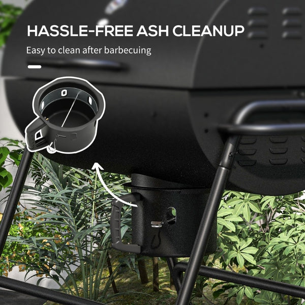 English Elm Outsunny Portable Charcoal Grill with Side Tables Wheels and Shelf for Backyard Camping W2225P174302