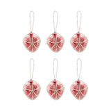 Beaded Ornament - Set of 6 Heart Red