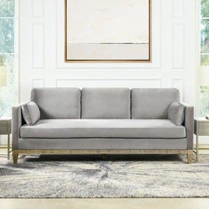 English Elm Jennifer Taylor Home - Knox 84" Modern Farmhouse Sofa In Opal Grey Velvet - Luxurious Comfort & Stylish Versatility For Your Home B2719P238331