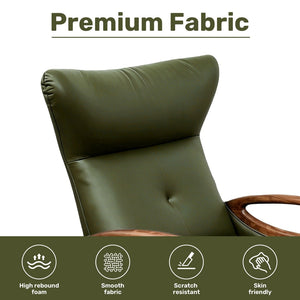 English Elm Power Reclining Swivel Chair Eco Leather Oak Armrests 260 Degree Lounge Seating Green W3795P502504