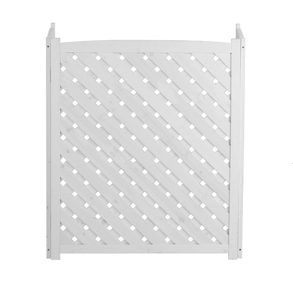 English Elm 3-panel Outdoor Wood Slatted Privacy Screen Enclosure for Patio Equipment Areas White W2640P389245