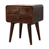 English Elm Solid Wood Curved Dark Walnut Bedside