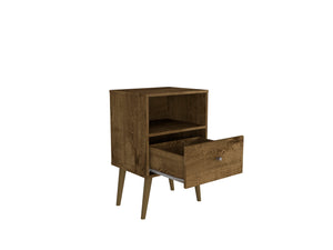 English Elm Liberty 18" Rustic Brown Nightstand - Stylish Storage With Open Cubby & Smooth-Glide Drawer B365P398513