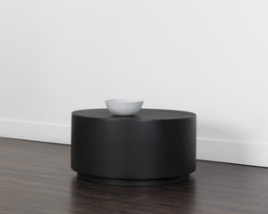 Sunpan Rubin Coffee Table - Contemporary Round Design for Indoor and Covered Outdoor Spaces, Unique Style Black