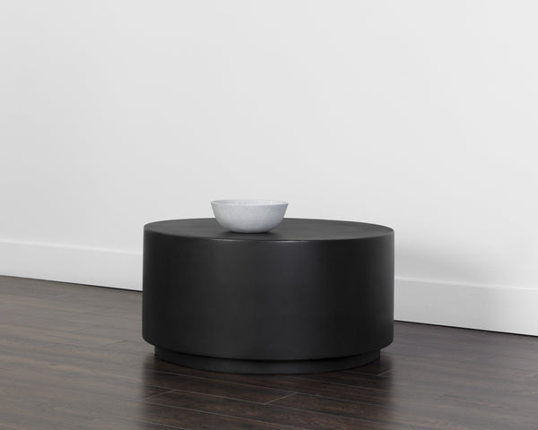 Sunpan Rubin Coffee Table - Contemporary Round Design for Indoor and Covered Outdoor Spaces, Unique Style Black