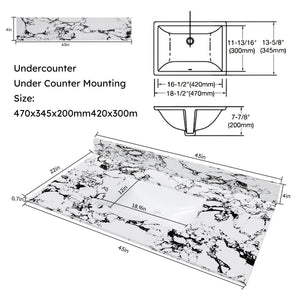 English Elm 43"X22" Bathroom Vanity Top With Undermount Sink & Backsplash In Panda White - Durable & Stylish! W509P362107