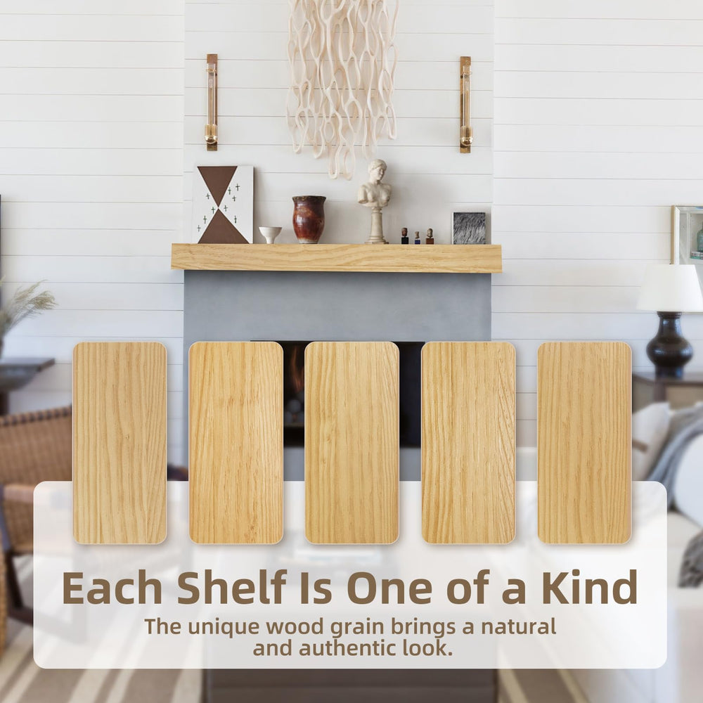 English Elm Fireplace Mantel - 48" Handcrafted Floating Wood Shelf With Rustic Aged Oak Finish For Display Decor T3210P391499