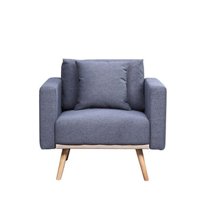 English Elm Elio Mid-century Linen Accent Chair with Usb Port Side Pockets and Tapered Wood Legs B2749P413343