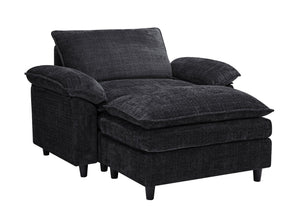 English Elm Accent Chair With Ottoman – Plush Oversized Lounge Sofa For Living Room, Bedroom, Or Office Use! W2100S00111