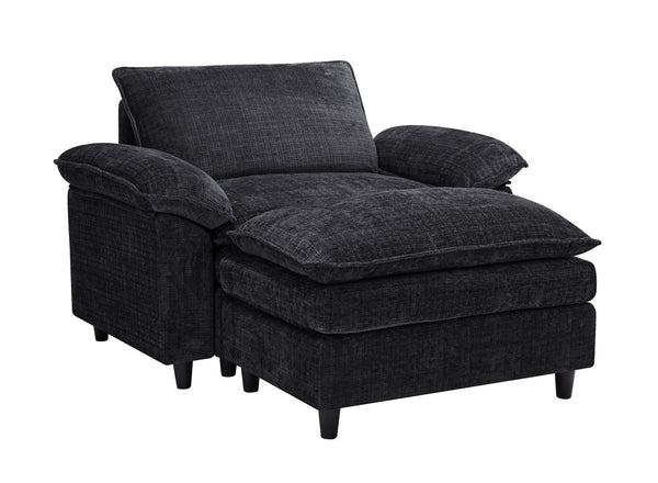 English Elm Accent Chair With Ottoman – Plush Oversized Lounge Sofa For Living Room, Bedroom, Or Office Use! W2100S00111