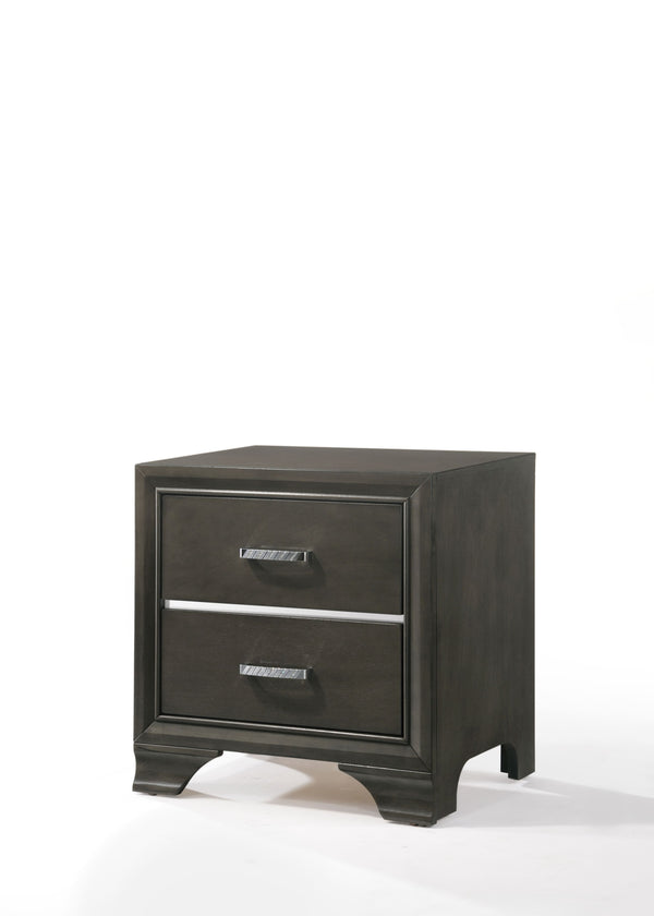 English Elm Carine II Gray Finish Nightstand with 2 Smooth-Glide Drawers, English Dovetail, Sturdy Wooden Legs B2726P261748