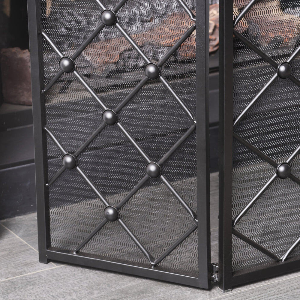 English Elm Christopher Knight Home® - FIRE Black Iron Fireplace Screen 34x31x4.5 Protective Mesh Guard Heat-Resistant Durable Design 61128.00