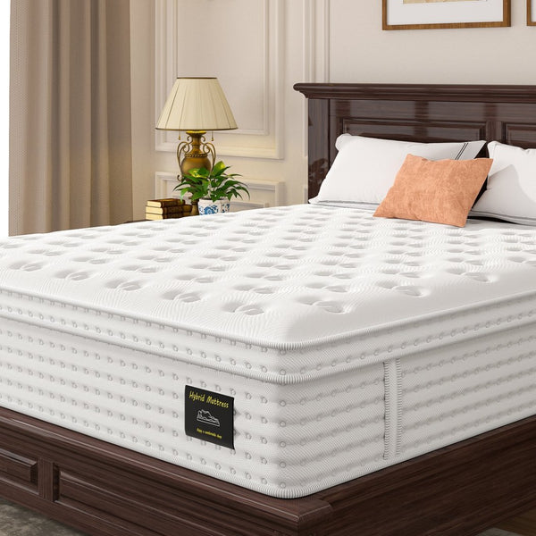 English Elm 12'' King Hybrid Mattress Pocket Coils Memory Foam Ergonomic Fiberglass Free Support B2716P383546