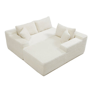 English Elm 105'' Modular Cloud Sectional with Deep Plush Corduroy Seat for Living Room Lounging W1117P377679