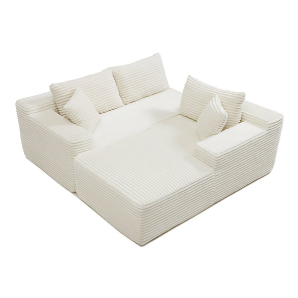 English Elm 105'' Modular Cloud Sectional with Deep Plush Corduroy Seat for Living Room Lounging W1117P377679