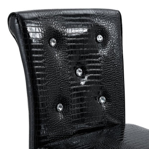 English Elm A Set of 2 Glam Faux Alligator Pvc Barstools with Crystal Buckle Detail Black W1512P491868