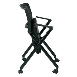 OSP Home Furnishings Folding Chair with Mesh Back Cushioned Seat and Metal Frame for Office or Conference Use FC8483-231