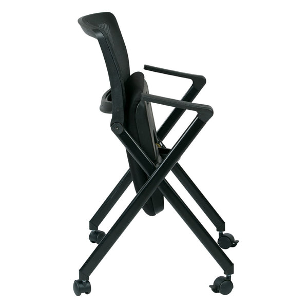 OSP Home Furnishings Folding Chair with Mesh Back Cushioned Seat and Metal Frame for Office or Conference Use FC8483-231
