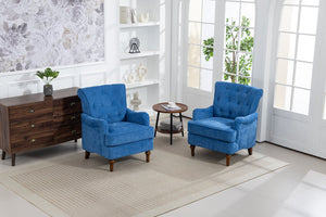 English Elm Accent Light Blue Chenille Club Chair with Ergonomic Curved Back, Removable Cushions, 300lb Capacity W3042P390762