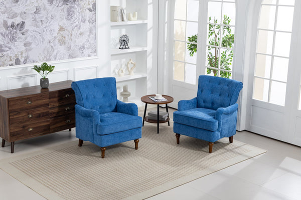 English Elm Accent Light Blue Chenille Club Chair with Ergonomic Curved Back, Removable Cushions, 300lb Capacity W3042P390762