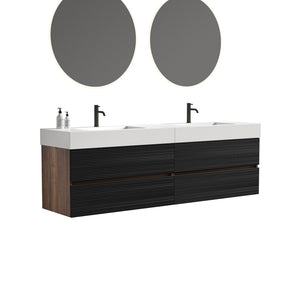 English Elm Galan 72 Inch Double Sink Vanity Fluted Wood Quartz Top Freestanding Bathroom Cabinet W1865S00172
