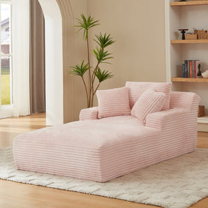 English Elm Oversized Corduroy Chaise Lounge Chair - Comfy No Assembly Sofa In Soft Pink For Living Room & Office W2339P323760-GIGA