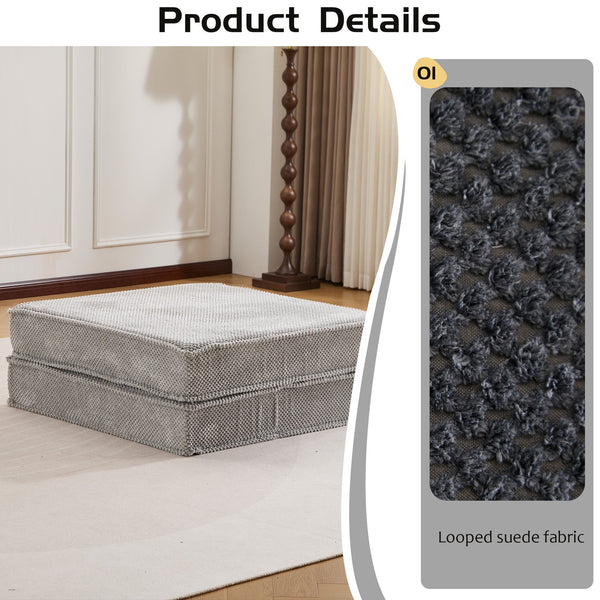 English Elm Compression Mahjong Floor Sofa Bed - Versatile Modular Design, Soft Circle Fleece, No Assembly Needed! W3723P377155