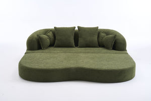 English Elm (old Sku W2231p392100) Chenille Sleeper Sofa Foldable Convertible Loveseat with Four Pillows Green W2231P466737