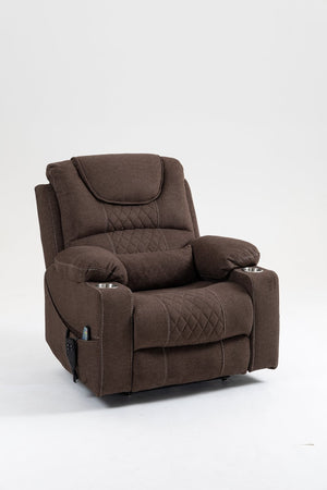 English Elm Lounge Electric Lift Recliner Chair - Oversized Velvet Sofa With 180° Full Recline & Cup Holders W547S00050