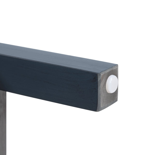 English Elm 46'' Solid Pine Retro Buffet Server with Iron Hardware Drawers Cabinets and Open Shelf Navy Blue W1202P457252