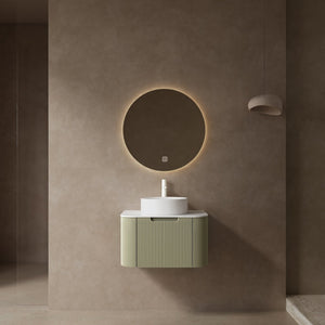 English Elm Dina 24" Modern Wall-Mounted Bathroom Vanity With Light Green Striped Cabinet & Round Sink Design W2615S00048
