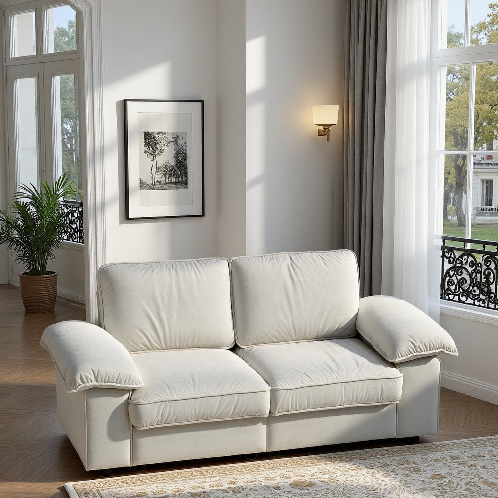 English Elm Fx-P20M-2S-Cw Cream White Storage Loveseat Sofa - Stylish Compact Couch With Hidden Storage For Small Spaces W576S00228
