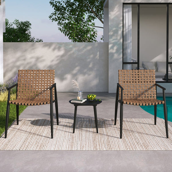 English Elm Christopher Knight Home® - Modern Outdoor Chat Set with 2 PE Rattan Chairs & Tempered Glass Side Table, Rust‑Proof, UV‑Safe Elegance N769P248124B