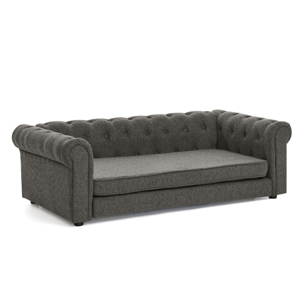 English Elm Elegant oversized dog sofa bed 55" sturdy elevated pet bed for large breeds, modern linen look, 130lb capacity DARK GREY W487P304652