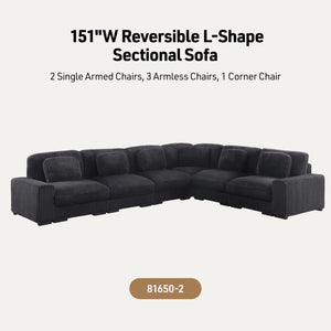 English Elm Lianne Channel Tufted Corduroy Modular Sectional with Deep Seats for Modern Living B2749S00043