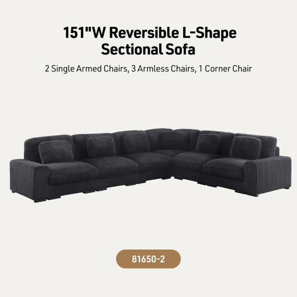 English Elm Lianne Channel Tufted Corduroy Modular Sectional with Deep Seats for Modern Living B2749S00043