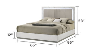 English Elm Mist Queen 5-Piece Bedroom Set – Modern Two-Tone Finish, Led Lighting & Velvet-Lined Storage Solutions B009S01745