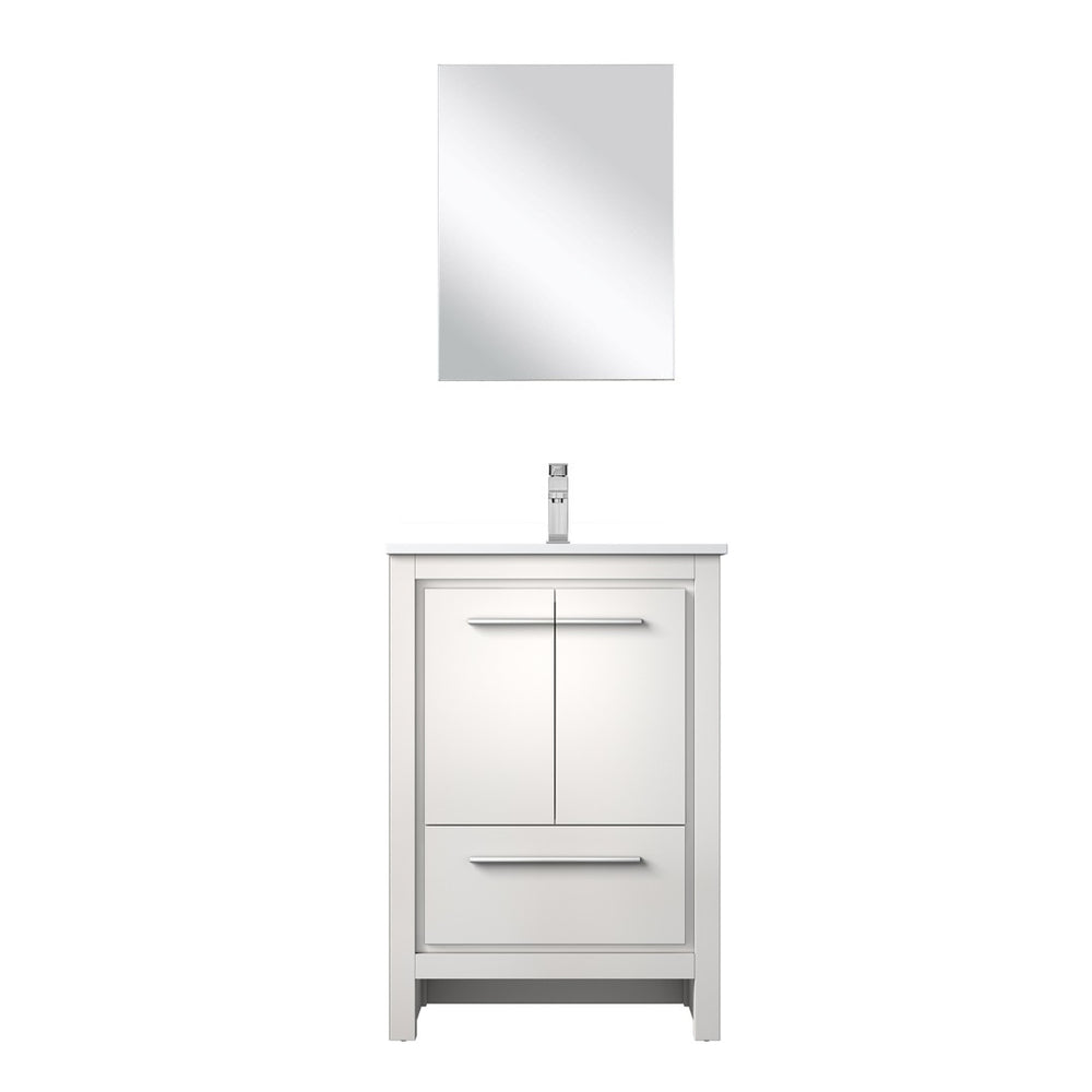 English Elm White Bath Vanity Set With Quartz Top, Chrome Faucet, And Mirror - Perfect For Small Spaces! B2731S02035-GIGA