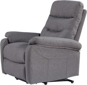 English Elm Contemporary Grey Fabric Lift Chair Recliner with Electric Lift, Ergonomic Support & Side Pockets B347P339643